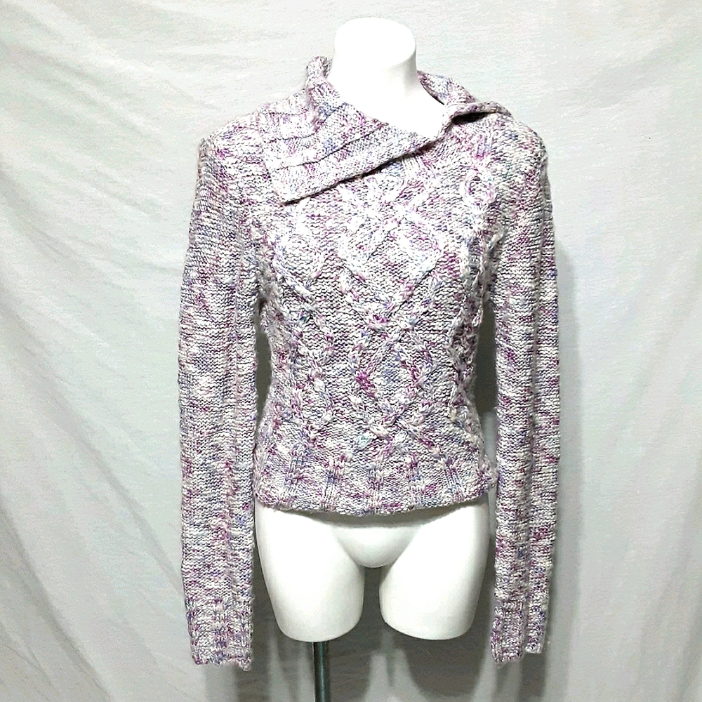 Guess Chunky Cable Knitted Cropped Sweater Large